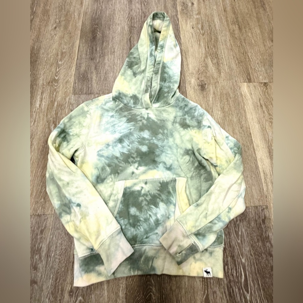 abercrombie kids Green and Pale Yellow Tie-Dye Zip Hoodie